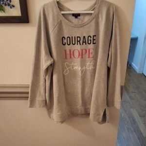 Lane Bryant Gray Sweatshirt with Pink and Black Text